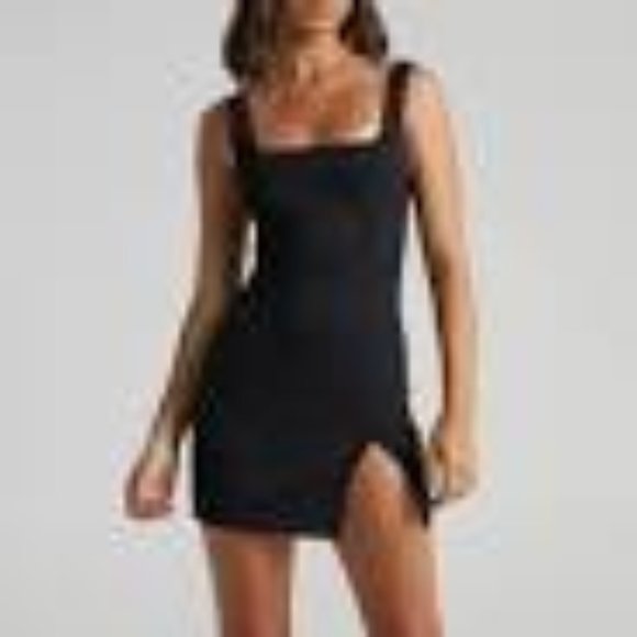Showpo. Huges Black Square Neck Mini Dress - Picture 1 of 2